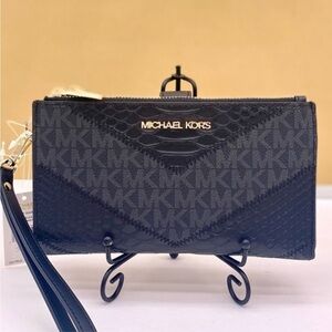 Michael Kors DoubleZip Wallet Wristlet Phone Case Black